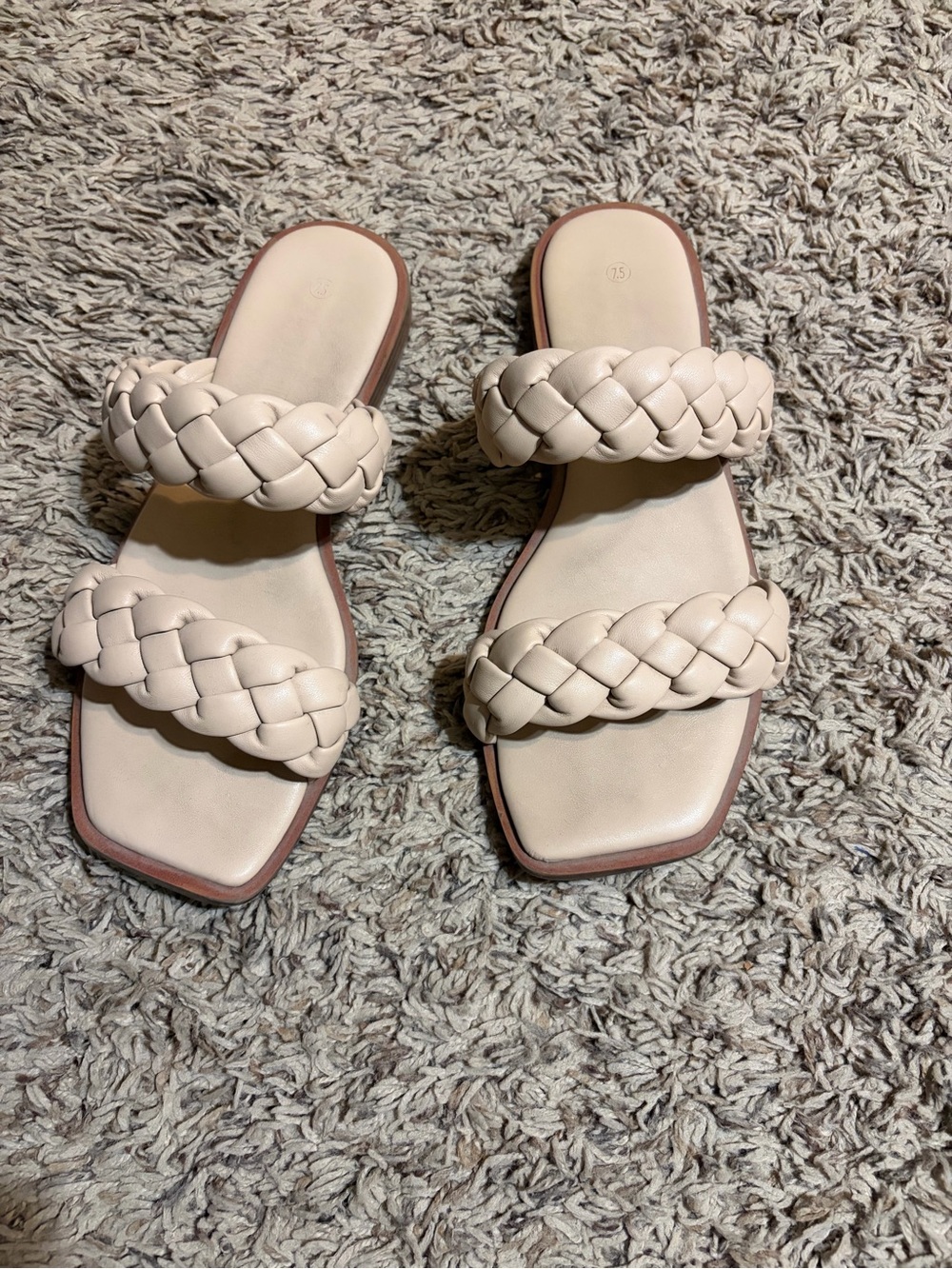 Woven Double-Strap Slide Sandals - Cream